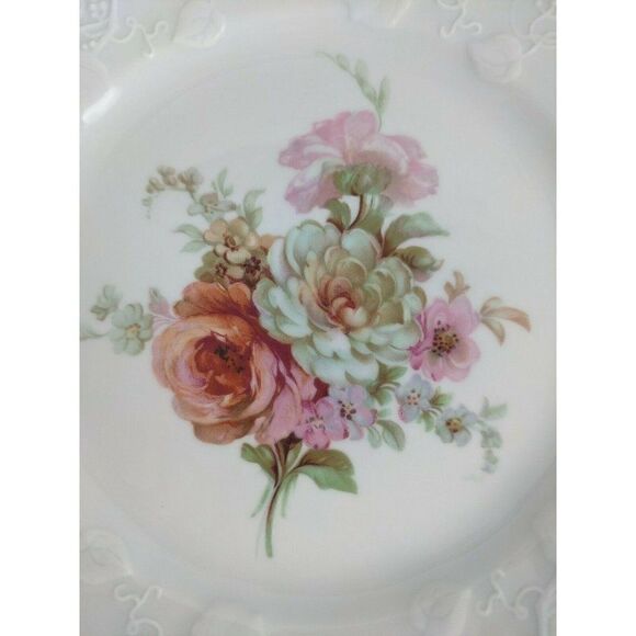 Lierre sauvage CNP France Porcelain Plate Pink Roses - Picture 6 of 7